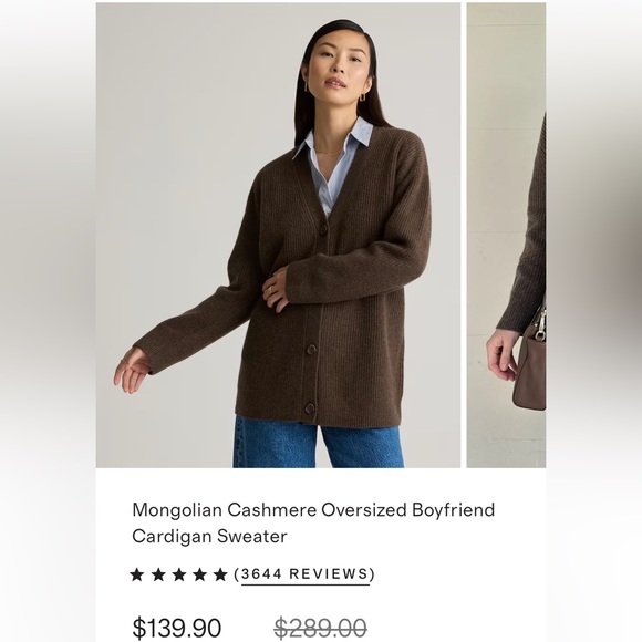 Quince Sweaters - Quince Brown Boyfriend Cashmere Cardigan